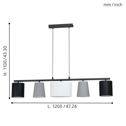 Eglo - LED Cable-Suspended Pendant 5xE14/25W/230V