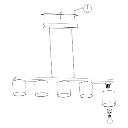 Eglo - Chandelier on a string 5xE27/28W/230V