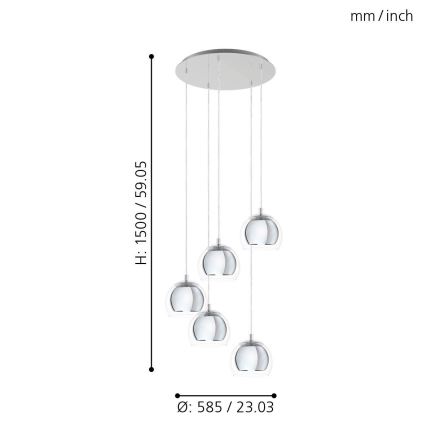 Eglo - Chandelier on a string 5xE27/28W/230V