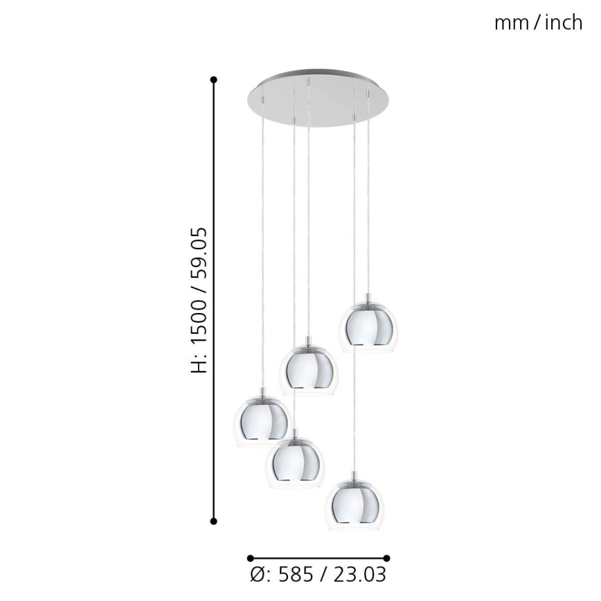 Eglo - Chandelier on a string 5xE27/28W/230V