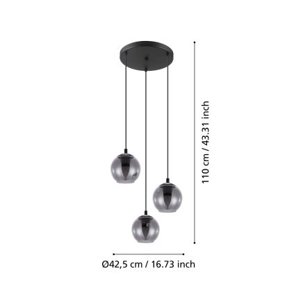 Eglo 98653 - Chandelier on a string ARISCANI 3xE27/40W/230V