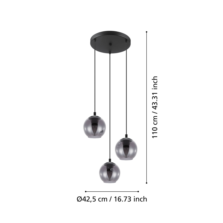 Eglo 98653 - Chandelier on a string ARISCANI 3xE27/40W/230V