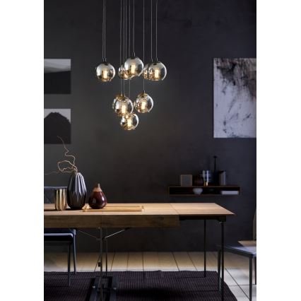 Eglo - Cable-hung chandelier 10xE27/40W/230V black/polished chrome