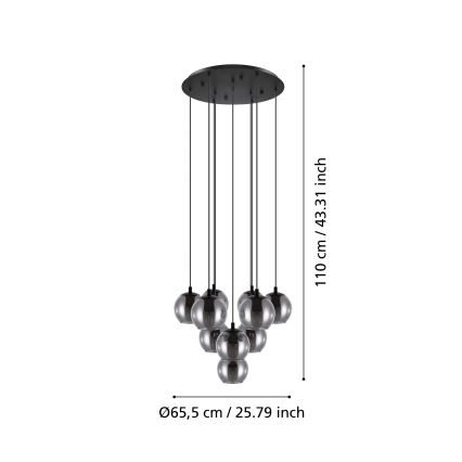 Eglo - Cable-hung chandelier 10xE27/40W/230V black/polished chrome