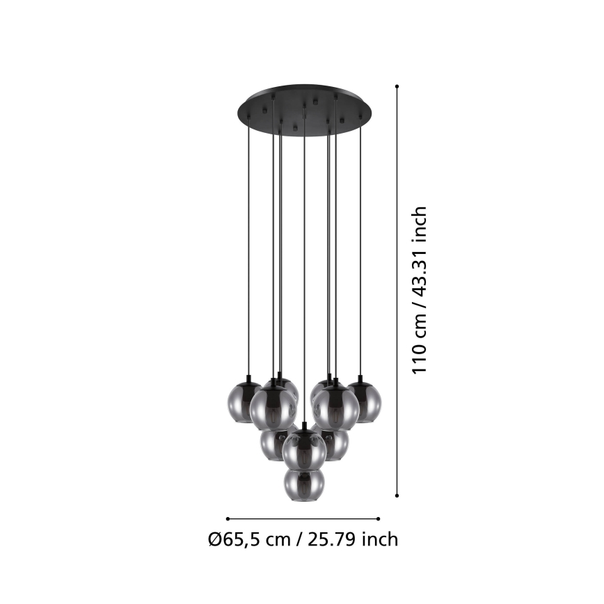 Eglo - Cable-hung chandelier 10xE27/40W/230V black/polished chrome