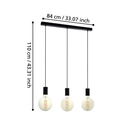 Eglo - Chandelier on a string 3xE27/40W/230V