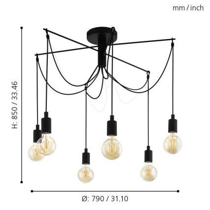 Eglo - Chandelier on a string 6xE27/60W/230V spider