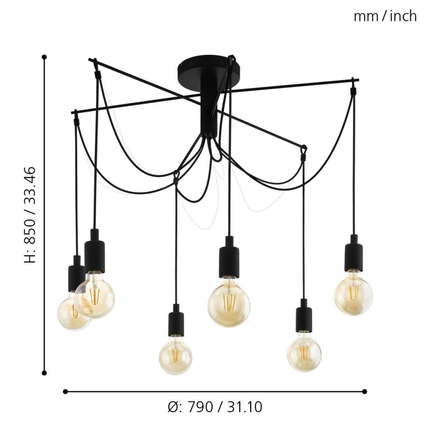 Eglo - Chandelier on a string 6xE27/60W/230V spider