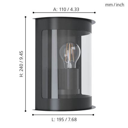 Eglo - Outdoor wall light 1xE27/28W/230V IP44
