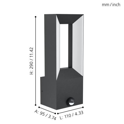 Eglo - LED Outdoor light with a sensor 2xLED/5W/230V IP44