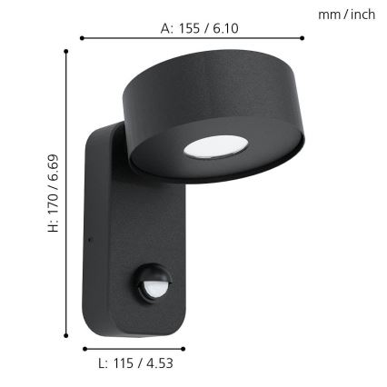 Eglo - LED Outdoor wall light with sensor LED/6W/230V IP44