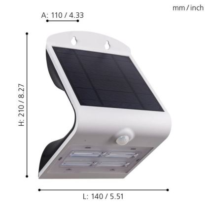 Eglo - Solar light with a sensor LED/3,2W/3,7V IP54