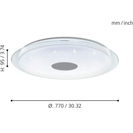 Eglo - LED RGB Dimmable ceiling light LANCIANO-C LED/53W/230V + remote control