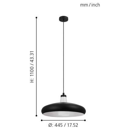 Eglo - LED RGB Dimming chandelier on a string TABANERA-C 1xE27/9W/230V