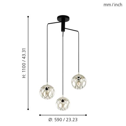 Eglo - Chandelier on a string 3xE27/60W/230V