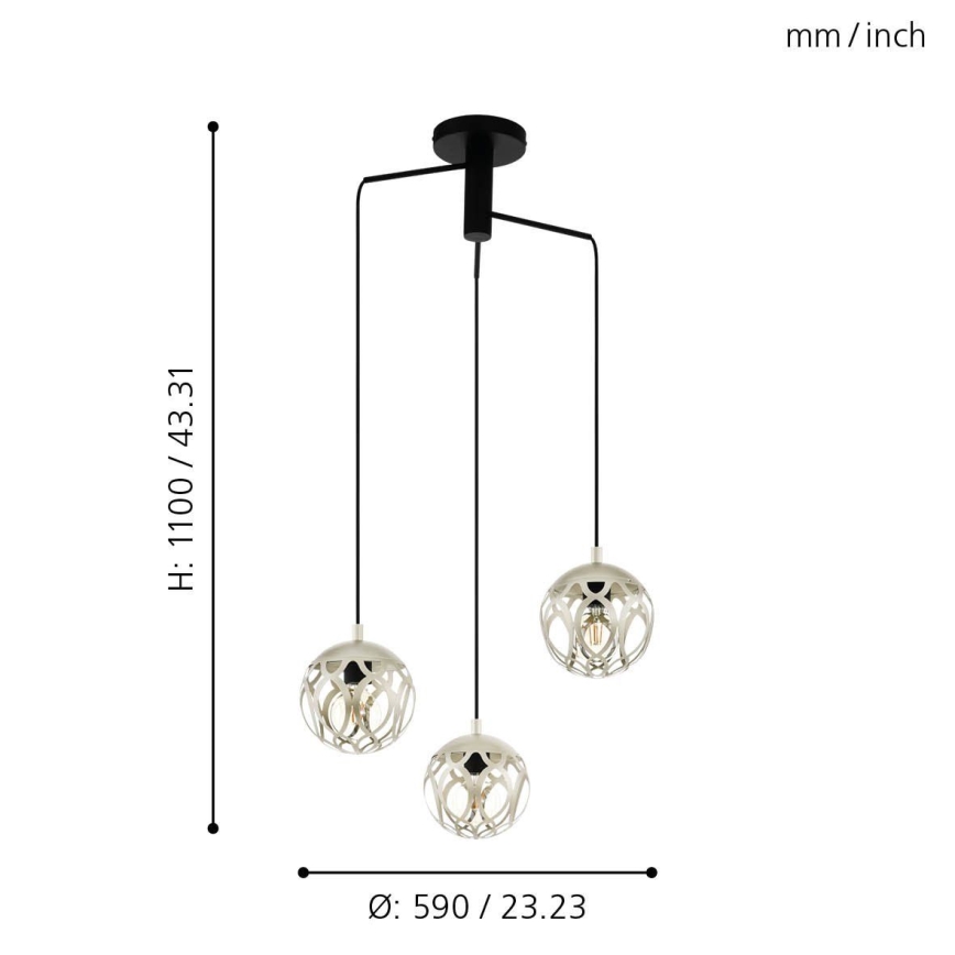 Eglo - Chandelier on a string 3xE27/60W/230V