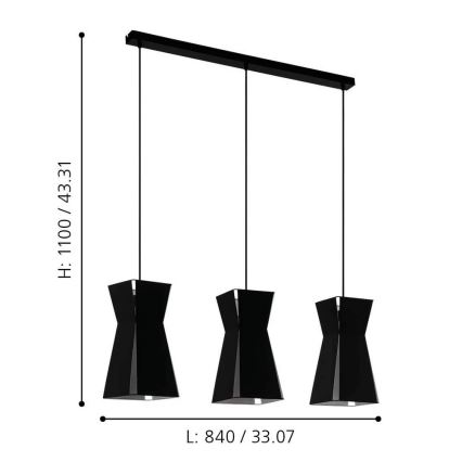 Eglo - Chandelier on a string 3xE27/40W/230V