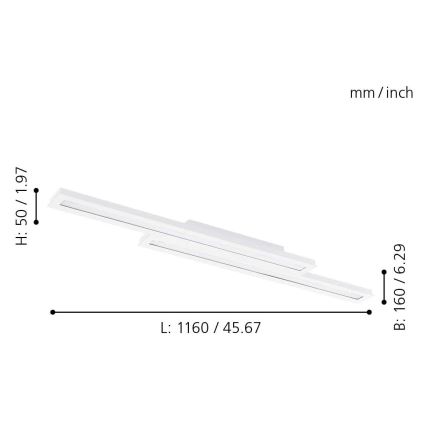 Eglo - LED RGB Dimmable ceiling light SALITERAS-C 2xLED/10W/230V