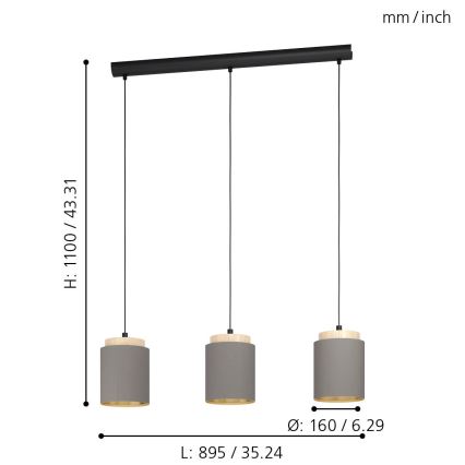 Eglo - Chandelier on a string 3xE27/40W/230V