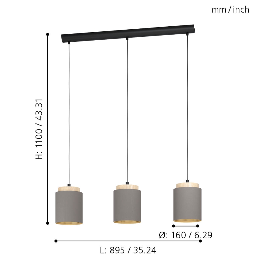 Eglo - Chandelier on a string 3xE27/40W/230V