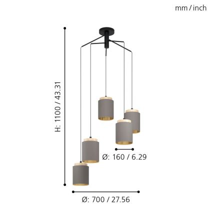 Eglo 99447 - ALBARIZA cable-hung spider-style chandelier 5xE27/40W/230V