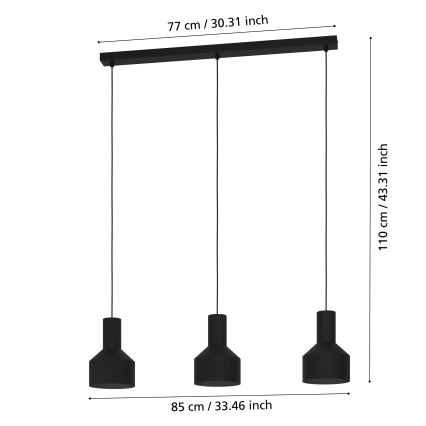 Eglo - Chandelier on a string 3xE27/40W/230V