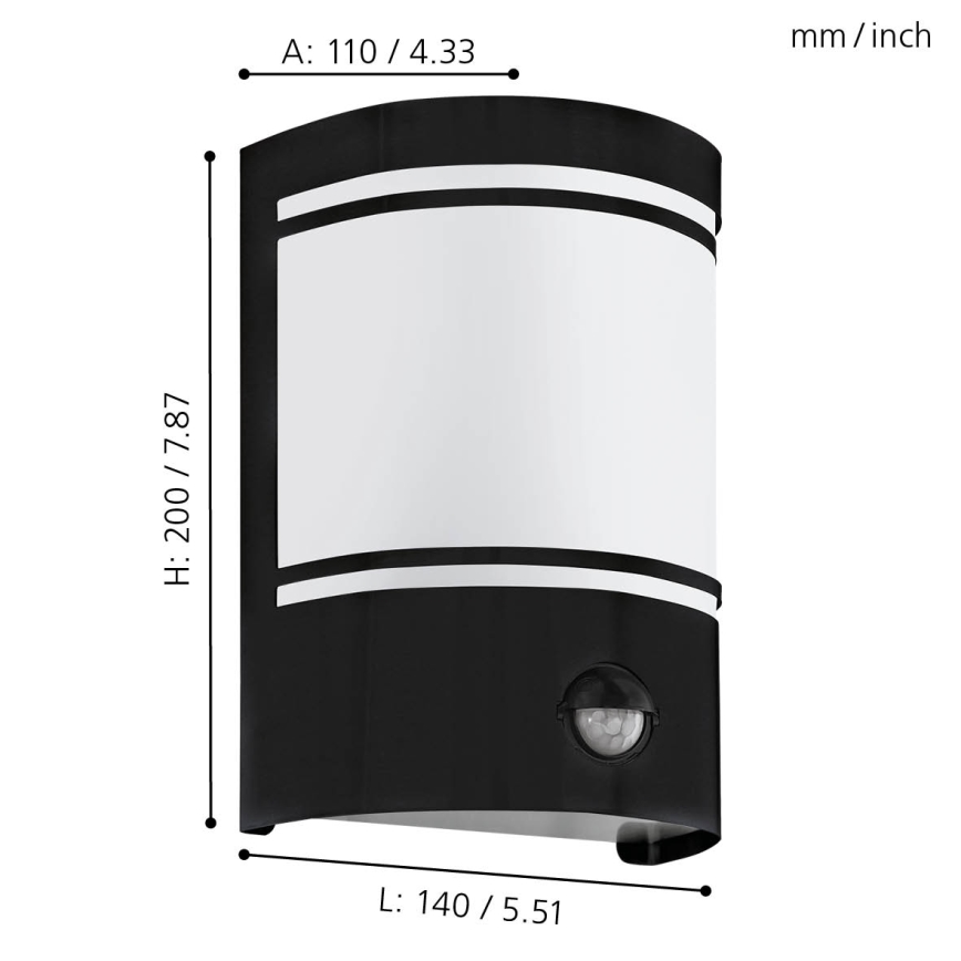 Eglo - Outdoor wall light with a sensor 1xE27/40W/230V IP44