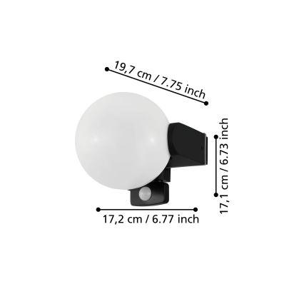 Eglo 99573 - Outdoor wall light with sensor RUBIO 1xE27/15W/230V IP44