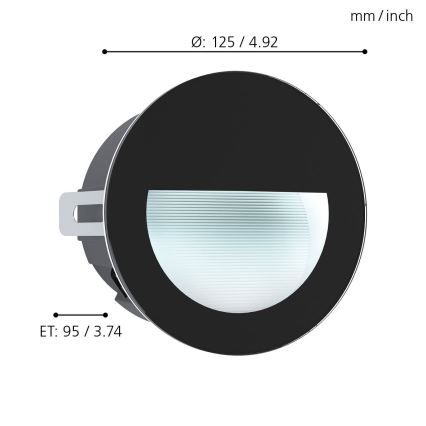 Eglo - LED Outdoor recessed light LED/2,5W/230V IP65 black