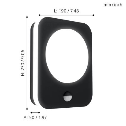 Eglo - LED Outdoor wall light with a sensor LED/9W/230V IP44