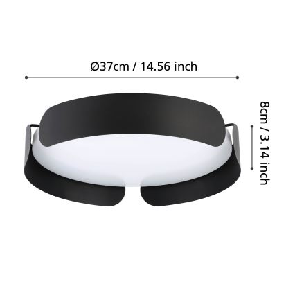 Eglo - LED Ceiling Light LED/20W/230V Ø 37 cm Black