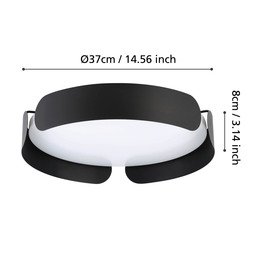 Eglo - LED Ceiling Light LED/20W/230V Ø 37 cm Black