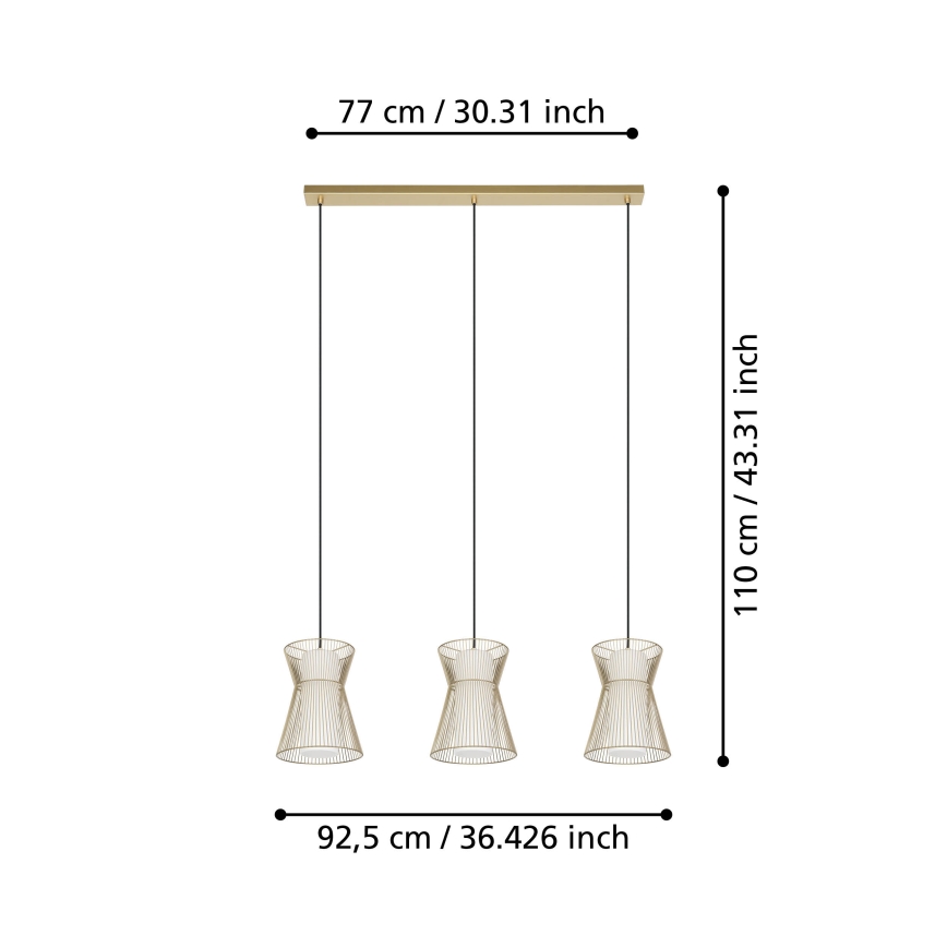 Eglo - Chandelier on a string 3xE27/40W/230V gold