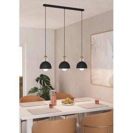 Eglo - Chandelier on a string 3xE27/40W/230V black
