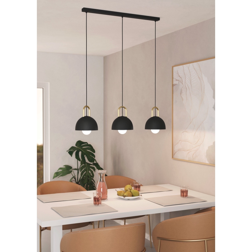 Eglo - Chandelier on a string 3xE27/40W/230V black