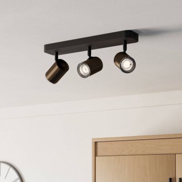 Eglo - Bathroom spotlight 3xGU10/5W/230V IP44 black/brown