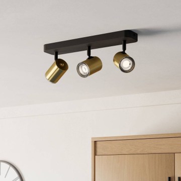 Eglo - Bathroom spotlight 3xGU10/5W/230V IP44 black/gold