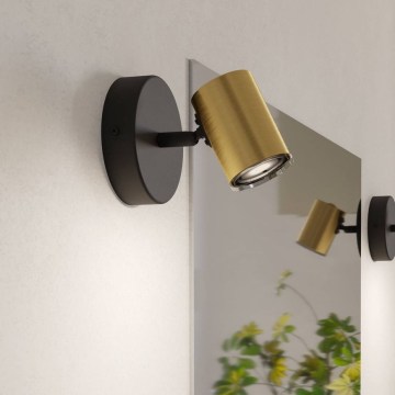 Eglo - Bathroom wall-mounted spotlight 1x GU10/5W/230V IP44 Black/Gold