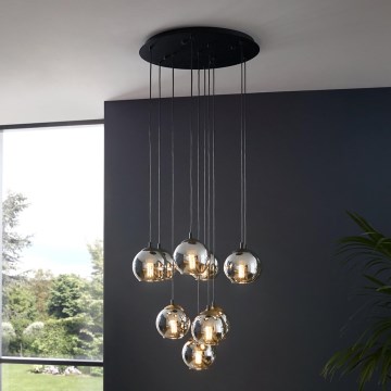 Eglo - Cable-hung chandelier 10xE27/40W/230V black/polished chrome