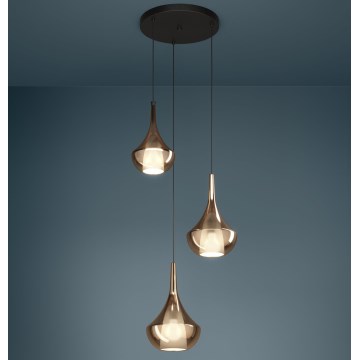 Eglo - Cable-hung pendant light 3xE27/28W/230V copper
