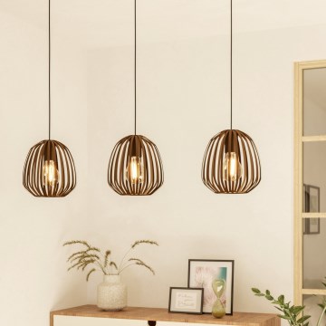 Eglo - Cable-hung pendant light 3xE27/40W/230V, Bronze