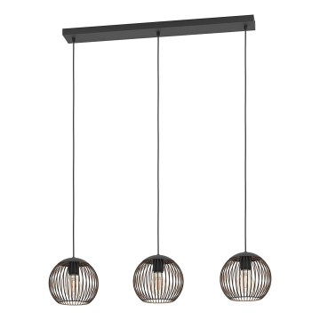 Eglo - Cable-hung pendant light 3xE27/60W/230V black
