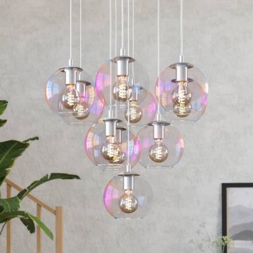 Eglo - Cable-suspended chandelier 10x E27/60W/230V polished chrome/clear glass