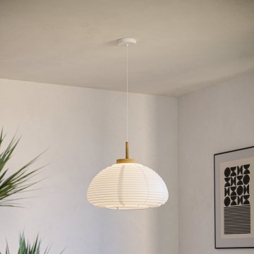 Eglo - Cable-Suspended Pendant Light 1x E27/40W/230V, Ø 40 cm, White/Beige