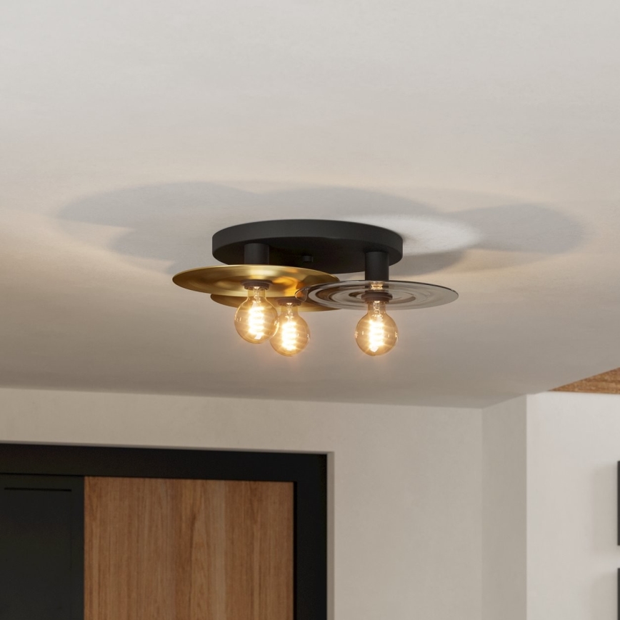 Eglo - Ceiling light 3xE27/40W/230V gold/black