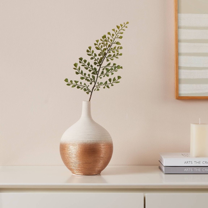 Eglo - Ceramic vase 22x16 cm white/gold
