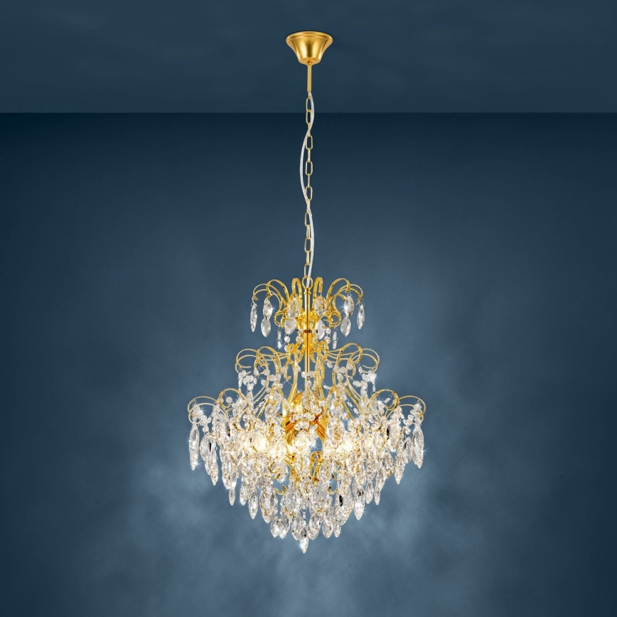 Eglo - Chandelier on a chain 5xE14/25W/230V golden
