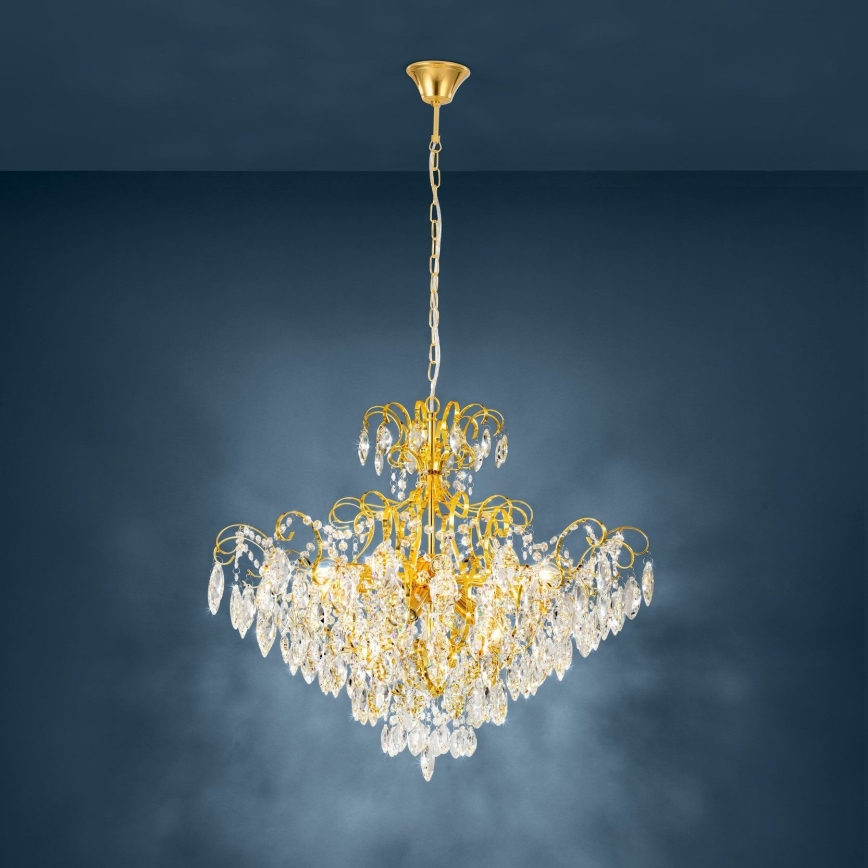 Eglo - Chandelier on a chain 9xE14/25W/230V golden