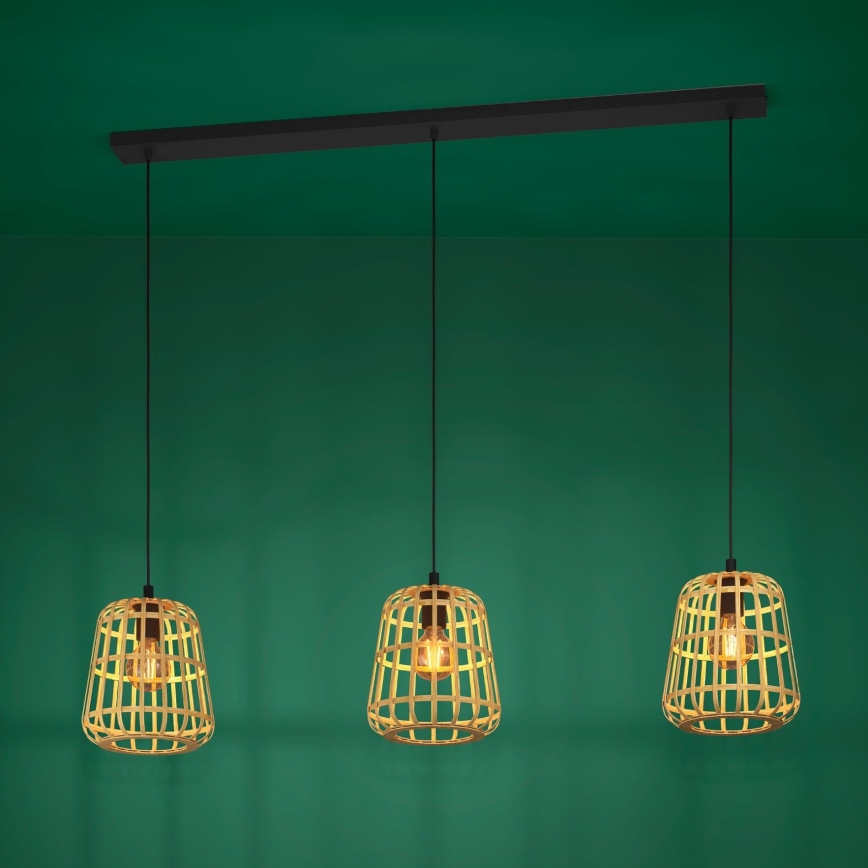 Eglo - Chandelier on a string 3xE27/40W/230V bamboo