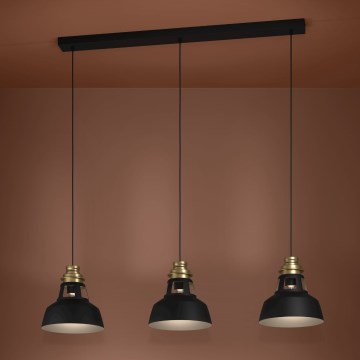 Eglo - Chandelier on a string 3xE27/40W/230V black/gold